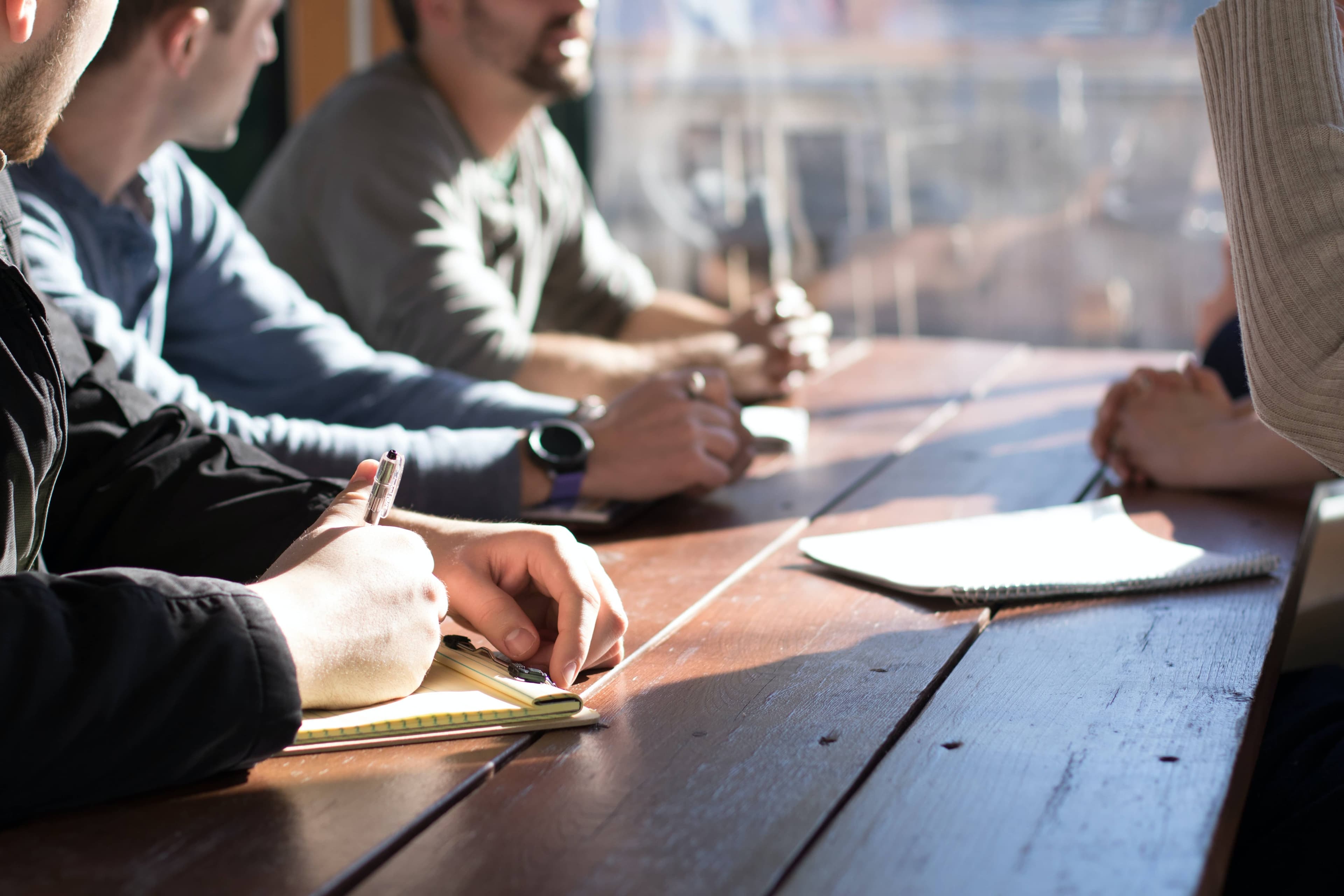 a group having a meeting